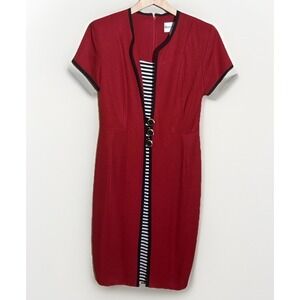 VTG 90s Dress 6 Silhouette Knee Length Sheath Red Retro Feminine Office Siren